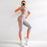 Seamless Gym Set Fitness Women Yoga Set Gym Clothing Breathable Sport Suit Women 2 Piece Set Workout Clothes For Women Tracksuit