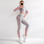 Seamless Gym Set Fitness Women Yoga Set Gym Clothing Breathable Sport Suit Women 2 Piece Set Workout Clothes For Women Tracksuit