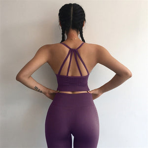 Peeli 2 Piece Yoga Set Sport Wear Women Sports Suit Fitness Gym Clothing Seamless Sports Bra Leggings Workout Running Tracksuits