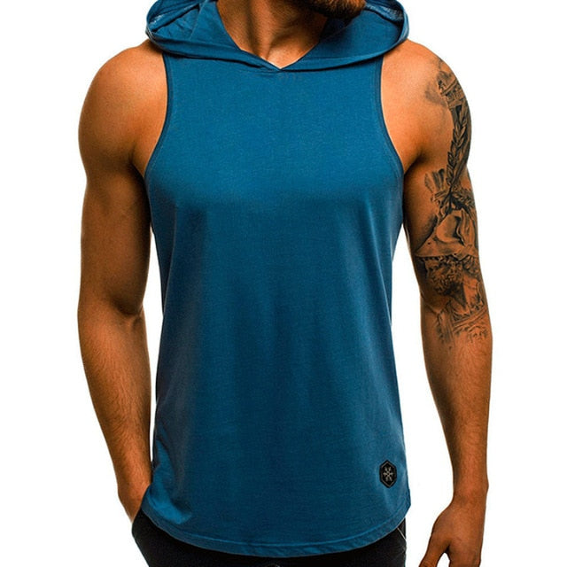 Bodybuilding Hooded Tank Tops Men Gym Fitness Sleeveless Sweatshirt Hoodie Summer Casual Fashion Vest Crossfit Clothing