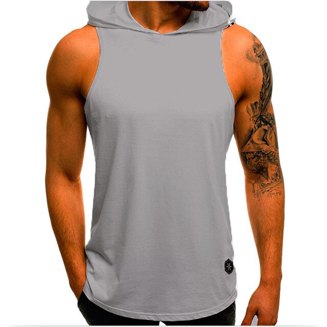 Bodybuilding Hooded Tank Tops Men Gym Fitness Sleeveless Sweatshirt Hoodie Summer Casual Fashion Vest Crossfit Clothing