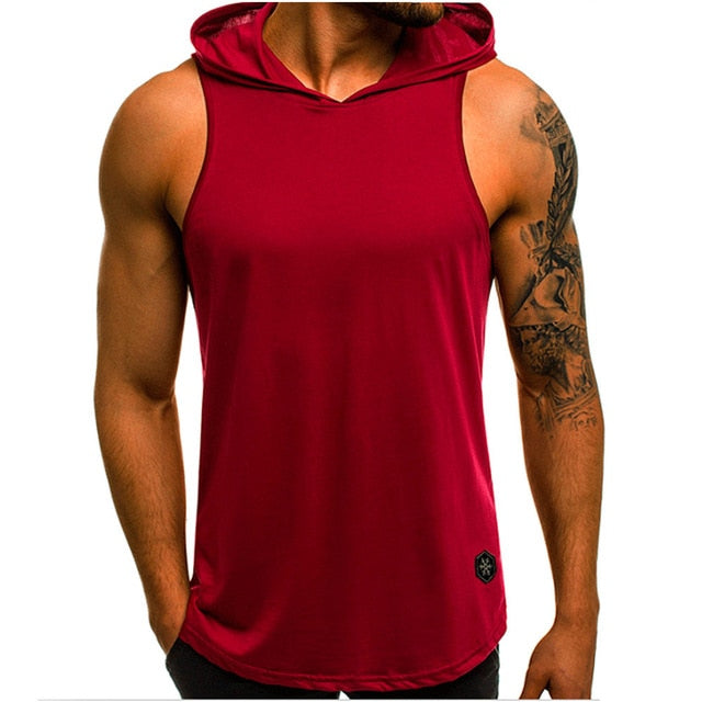 Bodybuilding Hooded Tank Tops Men Gym Fitness Sleeveless Sweatshirt Hoodie Summer Casual Fashion Vest Crossfit Clothing