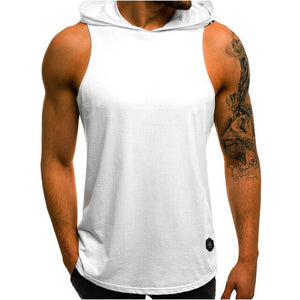 Bodybuilding Hooded Tank Tops Men Gym Fitness Sleeveless Sweatshirt Hoodie Summer Casual Fashion Vest Crossfit Clothing