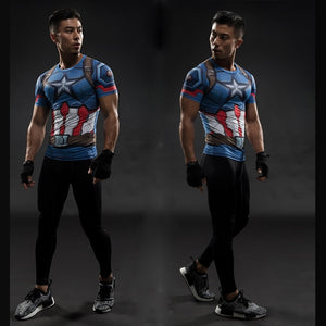 TUNSECHY fashion Brand Captain America 3D Printed T-shirts Men Marvel Avengers iron man Fitness Clothing Male Tops T-shirts