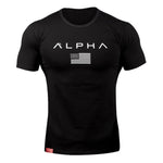 2019 New Brand Clothing Gyms Tight Cotton T-shirt Mens alpha Fitness T-shirt Homme Gyms T Shirt Men Fitness Summer Tees Tops