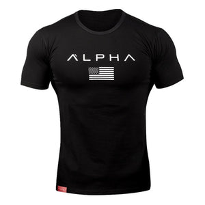 2019 New Brand Clothing Gyms Tight Cotton T-shirt Mens alpha Fitness T-shirt Homme Gyms T Shirt Men Fitness Summer Tees Tops