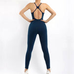 Oyoo Sleeveless Workout Yoga Jumpsuit Stretch Fitness Ballet Bodysuit Rompers One Piece Sport Set Women Sports Bra Gym Clothing