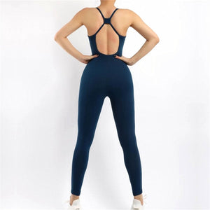 Oyoo Sleeveless Workout Yoga Jumpsuit Stretch Fitness Ballet Bodysuit Rompers One Piece Sport Set Women Sports Bra Gym Clothing