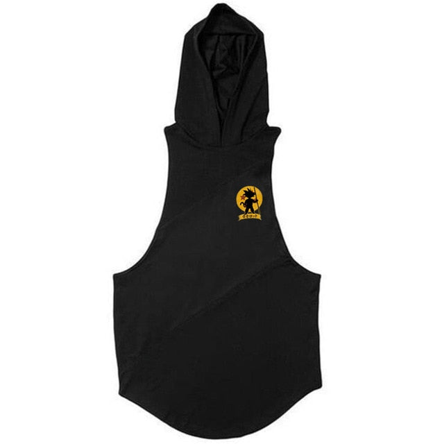 Brand Clothing Bodybuilding Cartoon Fitness Mens Gym Hooded Tank Top Vest Stringer Sportswear Cotton Sleeveless Shirt Hoodie