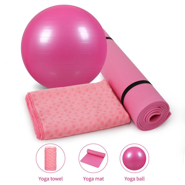 7 Pcs Yoga Set Health Fitness Home Includes Yoga Mat Yoga Blocks Yoga Towel Yoga Ball Pedal Ttension Rope Band  A Yoga Strap