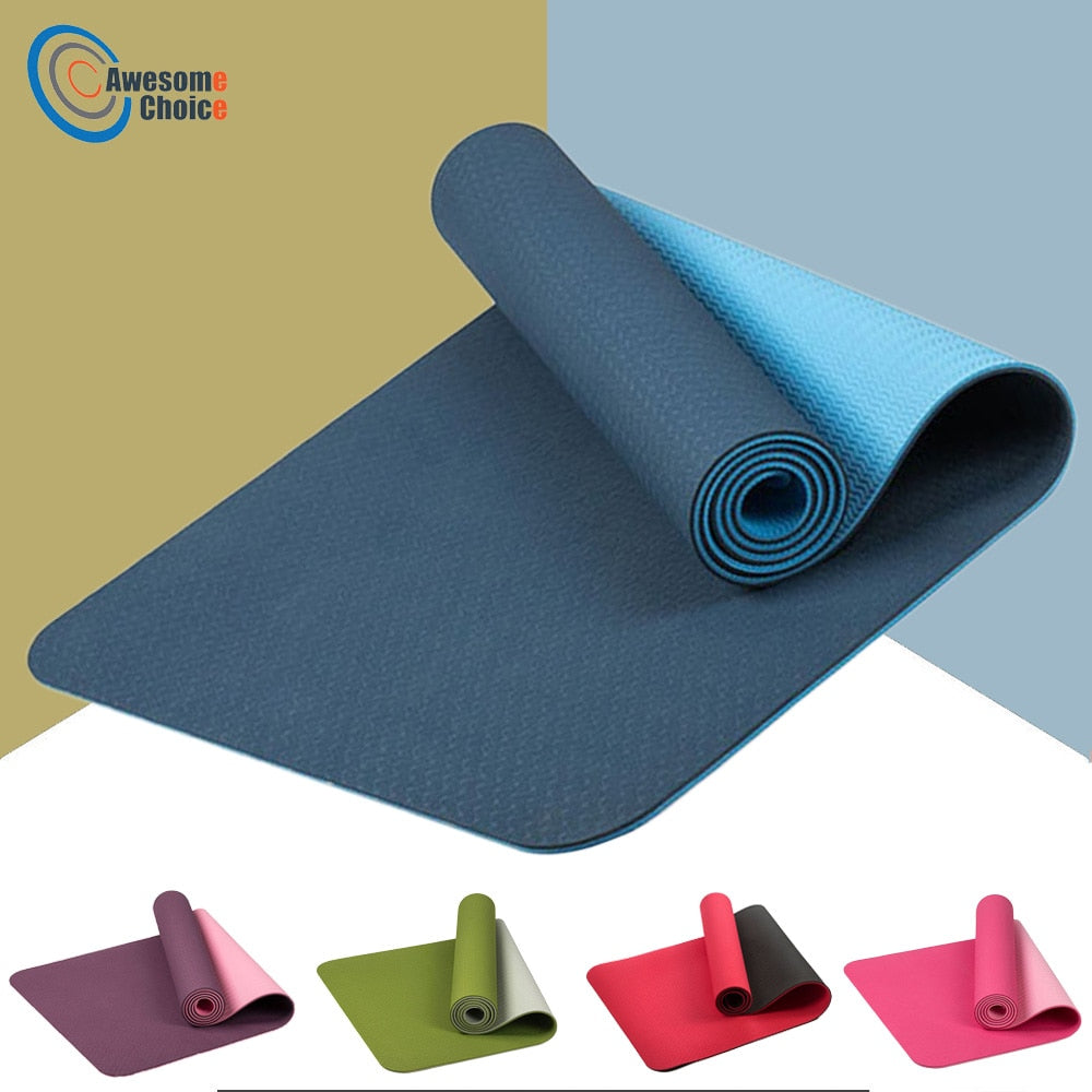 183*61cm 6mm Thick Double Color Non-slip TPE Yoga Mat Quality Exercise Sport Mat for Fitness Gym Home Tasteless Pad