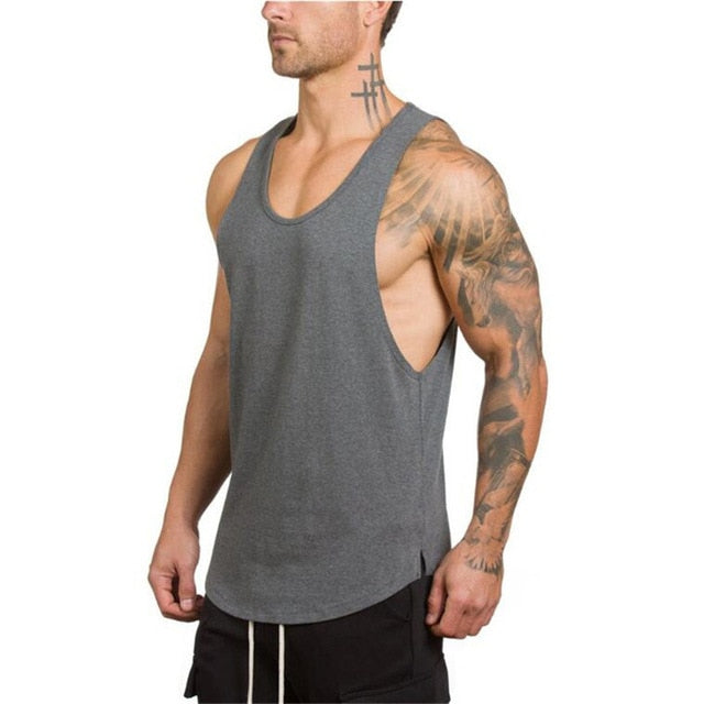 Brand Gyms Stringer Clothing Bodybuilding Tank Top Men Fitness Singlet Sleeveless Shirt Solid Cotton Muscle Vest Undershirt