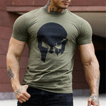 Skull Print Casual Cotton T-shirt Men Gyms Fitness Short sleeve Slim t shirt Male Summer Fashion Black O-Neck Tees Tops Clothing