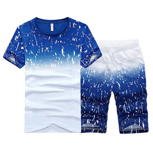 Tracksuit Male 2020 Men Clothing Sportswear Set Fitness Summer Print Men Shorts + T shirt Men's Suit 2 Pieces Sets Plus Size 4XL