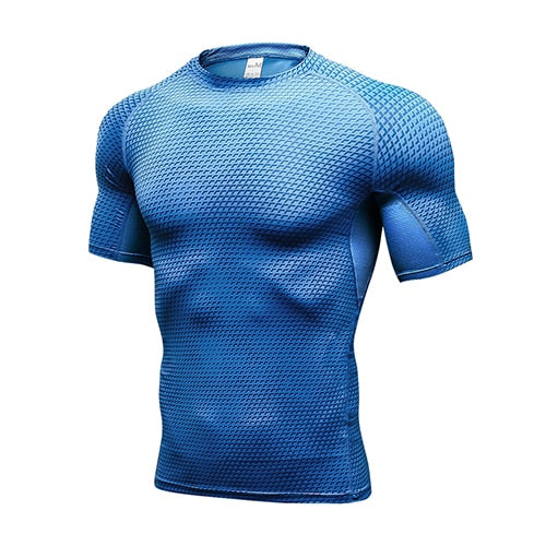 Men Running Shirt Compression Quick Dry Breathable Gym Shirt Elastic Sweat Sport Shirt Fitness Men Clothing Rashguard Male Tops