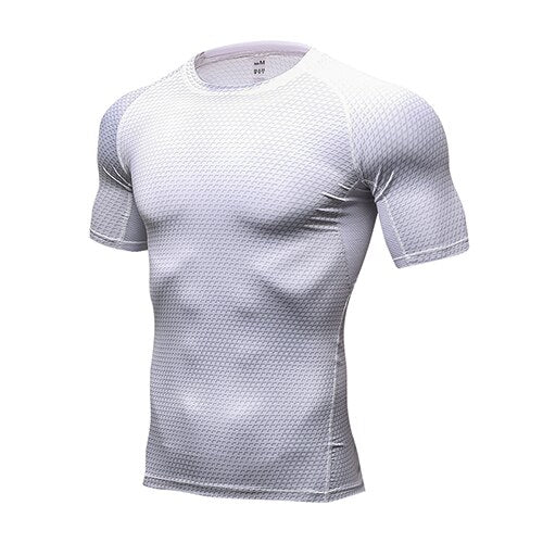 Men Running Shirt Compression Quick Dry Breathable Gym Shirt Elastic Sweat Sport Shirt Fitness Men Clothing Rashguard Male Tops