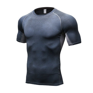 Men Running Shirt Compression Quick Dry Breathable Gym Shirt Elastic Sweat Sport Shirt Fitness Men Clothing Rashguard Male Tops