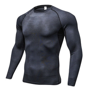 Men Running Shirt Compression Quick Dry Breathable Gym Shirt Elastic Sweat Sport Shirt Fitness Men Clothing Rashguard Male Tops