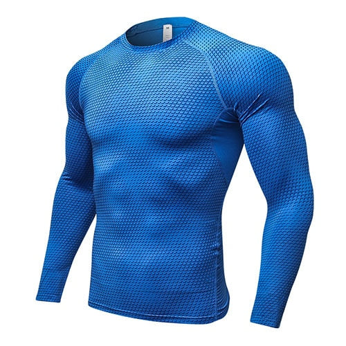 Men Running Shirt Compression Quick Dry Breathable Gym Shirt Elastic Sweat Sport Shirt Fitness Men Clothing Rashguard Male Tops