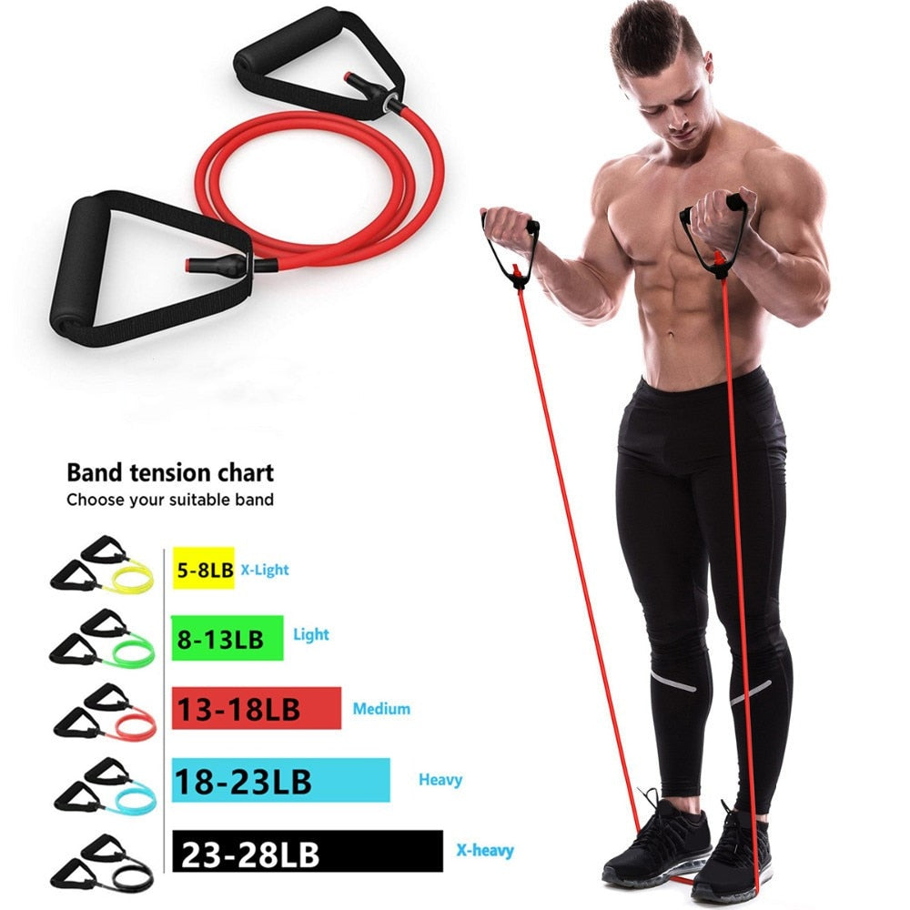 5 Levels Resistance Bands with Handles Yoga Pull Rope Elastic Fitness Exercise Tube Band for Home Workouts Strength Training