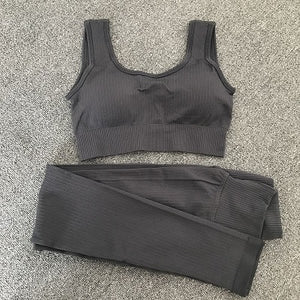 Woman Sportwear Yoga set Seamless Gym Set Crop Top Bra Pad Elastic high waist yoga pant Yoga Outfit fitness set Gym Clothing