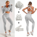 Seamless  Women Yoga Sets Female Sport Gym suits Wear Running Clothes women Fitness Sport Yoga Suit Long Sleeve yoga clothing